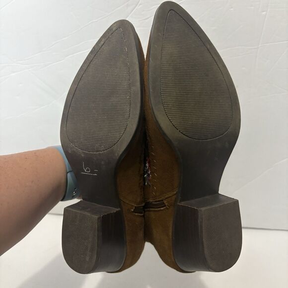 Carlos Santana Ankle Boots Women 9 Embroidered Floral Brown Multi Boho Western - Picture 8 of 11